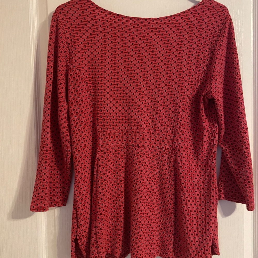 Habitat Red Women's Geometric Tunic with Pockets Small Boho Lagenlook Peasant - Picture 2 of 5